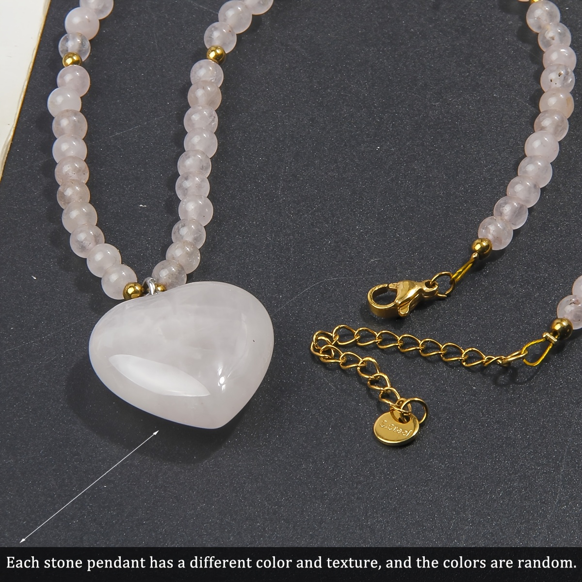 Bohemian Style White Crystal Heart Pendant Beaded Necklace